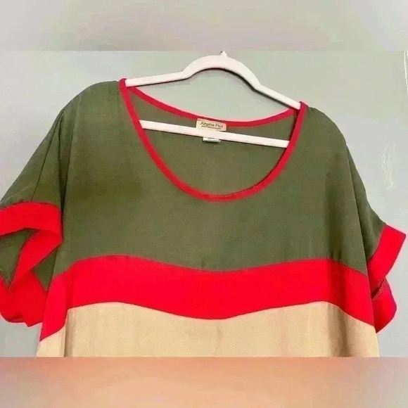 Janette Plus Multicolor Short Sleeve Blouse (464) - Picture 9 of 13